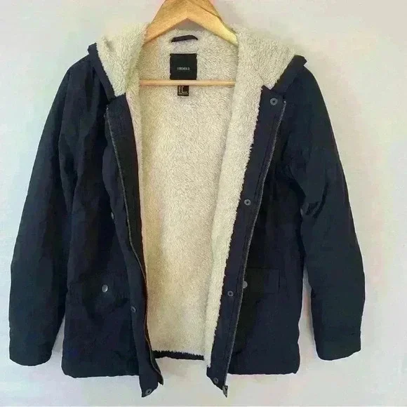 Forever 21 Blue Sherpa Lined Coat Size Small - Picture 2 of 4